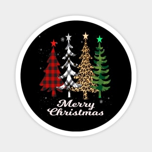 merry christmas leopard and buffalo plaid christmas gift Magnet